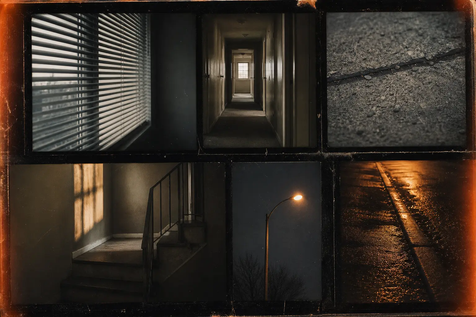 Anonymous late-1970s suburban fragments arranged as a contact sheet
